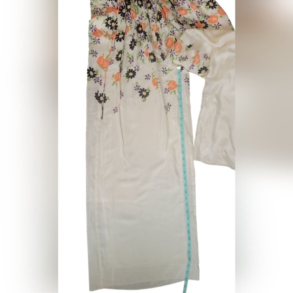 Elevenses Anthropologie Floral Silk Jumpsuit with Coral Accents - Picture 11 of 12